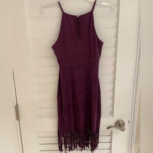 Venus Suede Dress-with Fringe NWOT- plum color